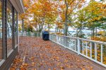 Large deck with beautiful views of the Sheepscot River - there will be an outdoor picnic table and comfortable outdoor seating in the corner